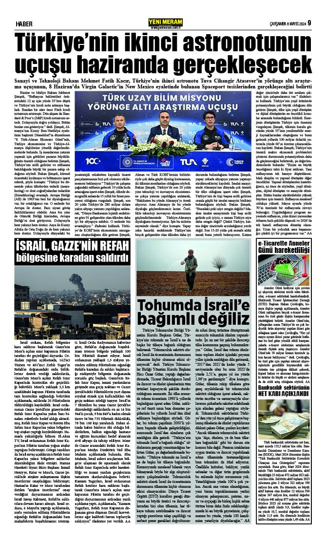 8 Mayıs 2024 Yeni Meram Gazetesi
