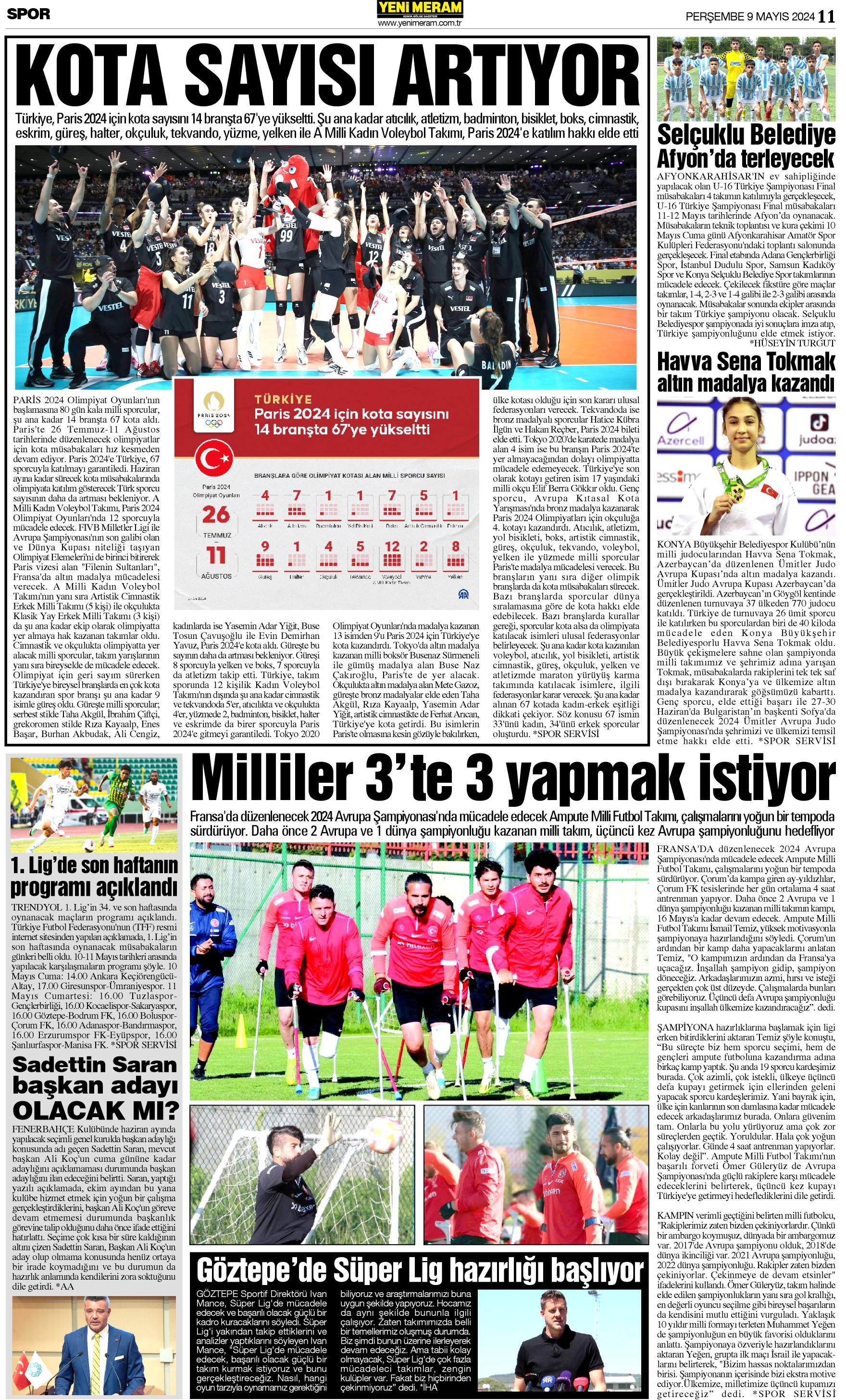 9 Mayıs 2024 Yeni Meram Gazetesi
