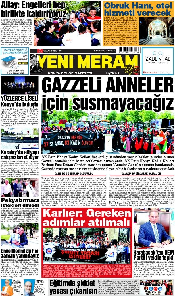 11 Mayıs 2024 Yeni Meram Gazetesi