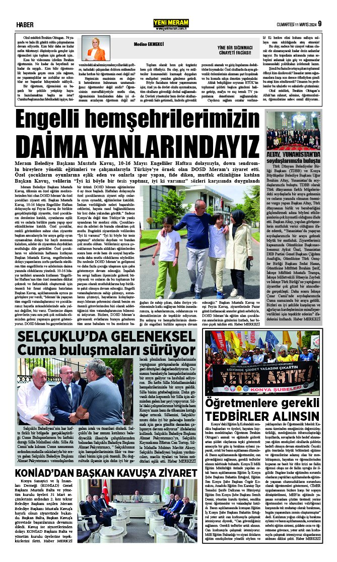 11 Mayıs 2024 Yeni Meram Gazetesi