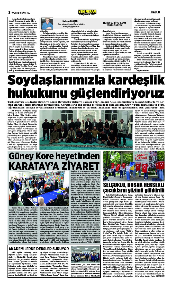 13 Mayıs 2024 Yeni Meram Gazetesi
