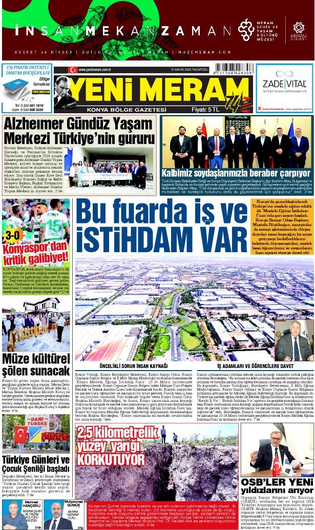 13 Mayıs 2024 Yeni Meram Gazetesi
