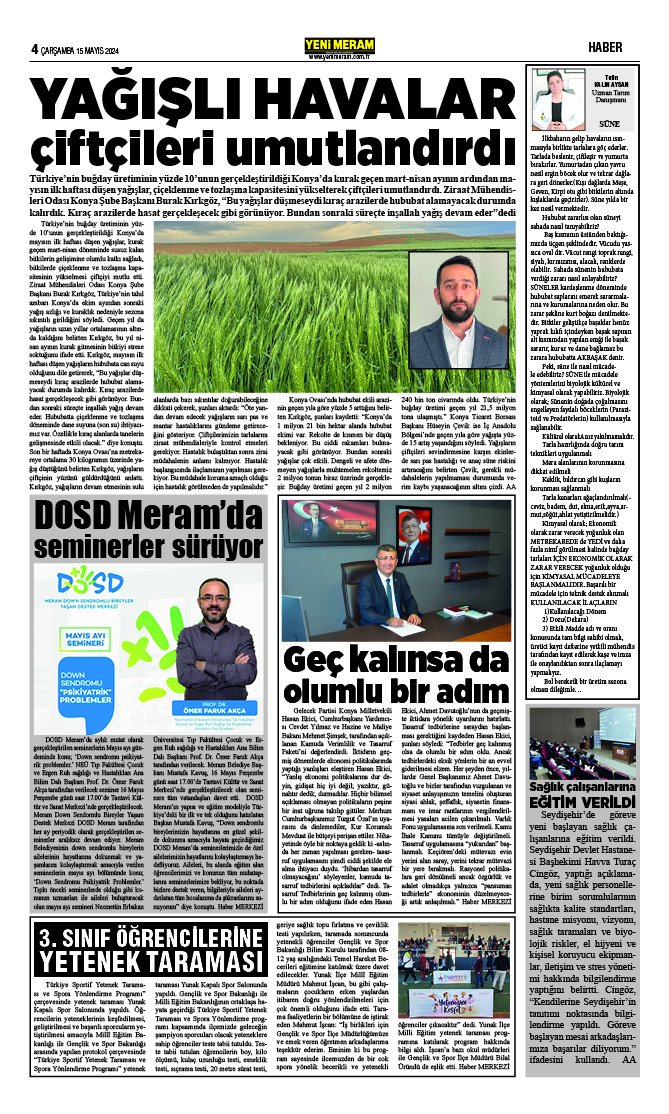 15 Mayıs 2024 Yeni Meram Gazetesi
