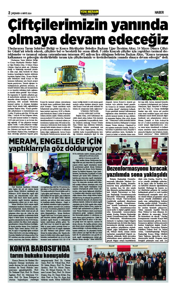 15 Mayıs 2024 Yeni Meram Gazetesi
