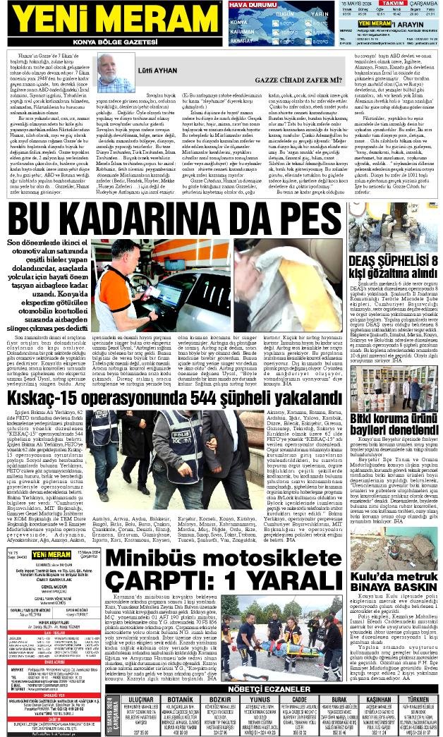 15 Mayıs 2024 Yeni Meram Gazetesi
