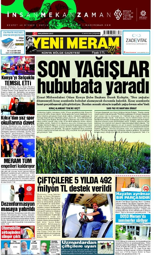 15 Mayıs 2024 Yeni Meram Gazetesi
