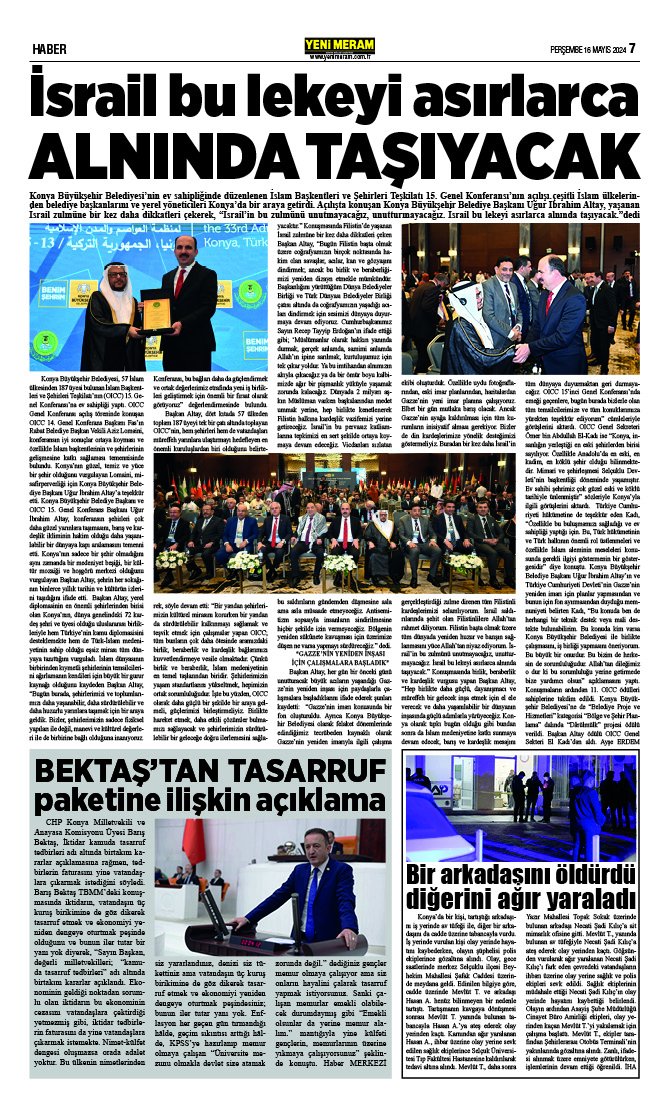 16 Mayıs 2024 Yeni Meram Gazetesi