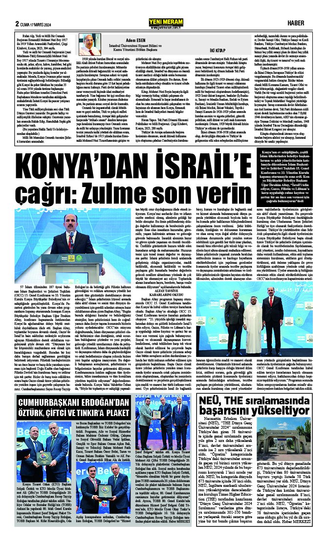 17 Mayıs 2024 Yeni Meram Gazetesi
