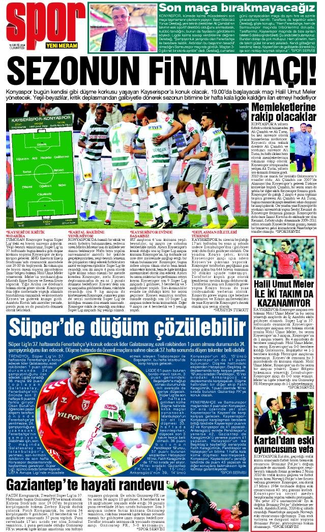 18 Mayıs 2024 Yeni Meram Gazetesi