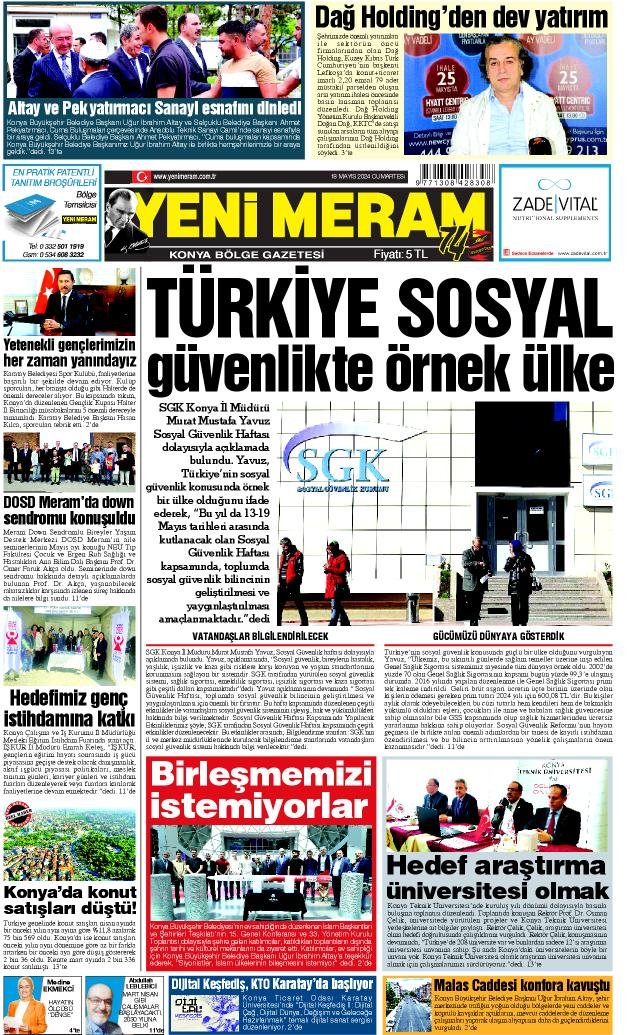 18 Mayıs 2024 Yeni Meram Gazetesi