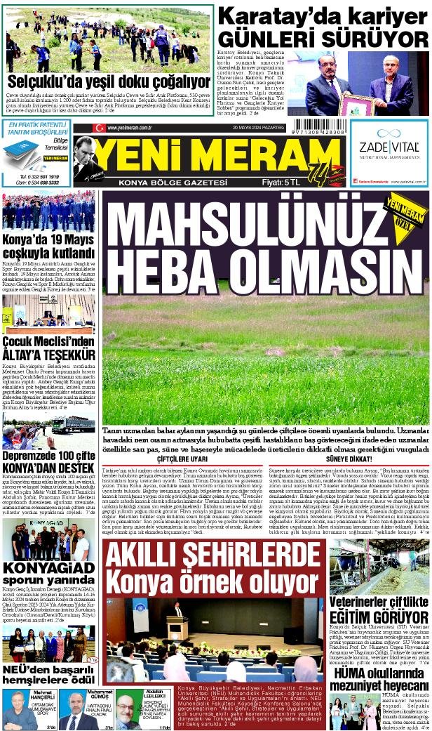 20 Mayıs 2024 Yeni Meram Gazetesi
