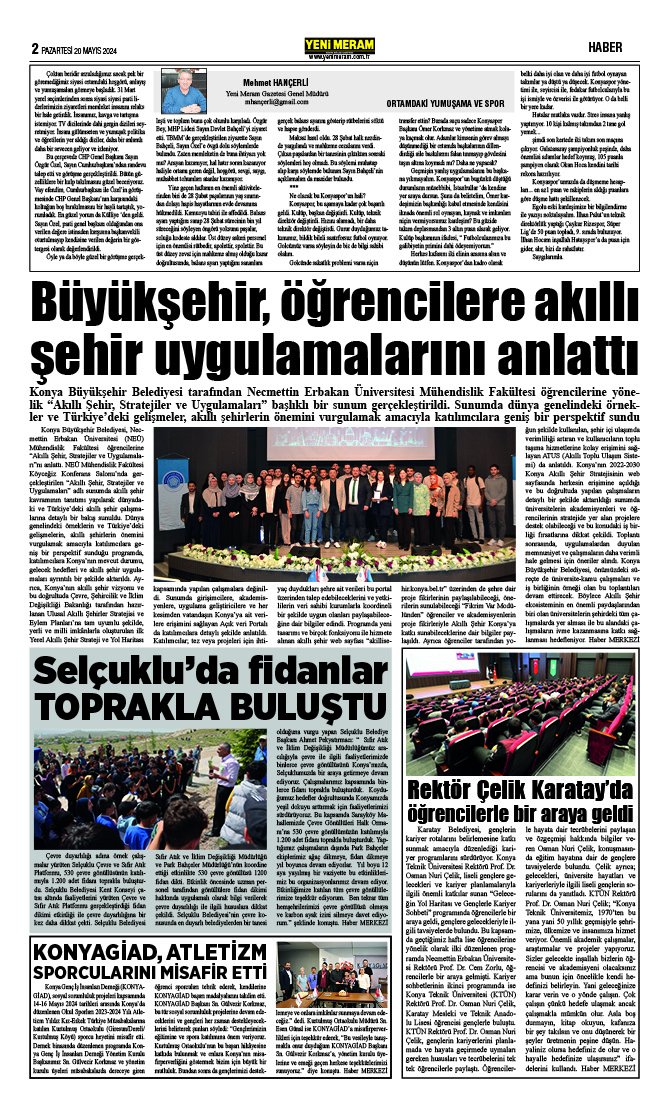 20 Mayıs 2024 Yeni Meram Gazetesi
