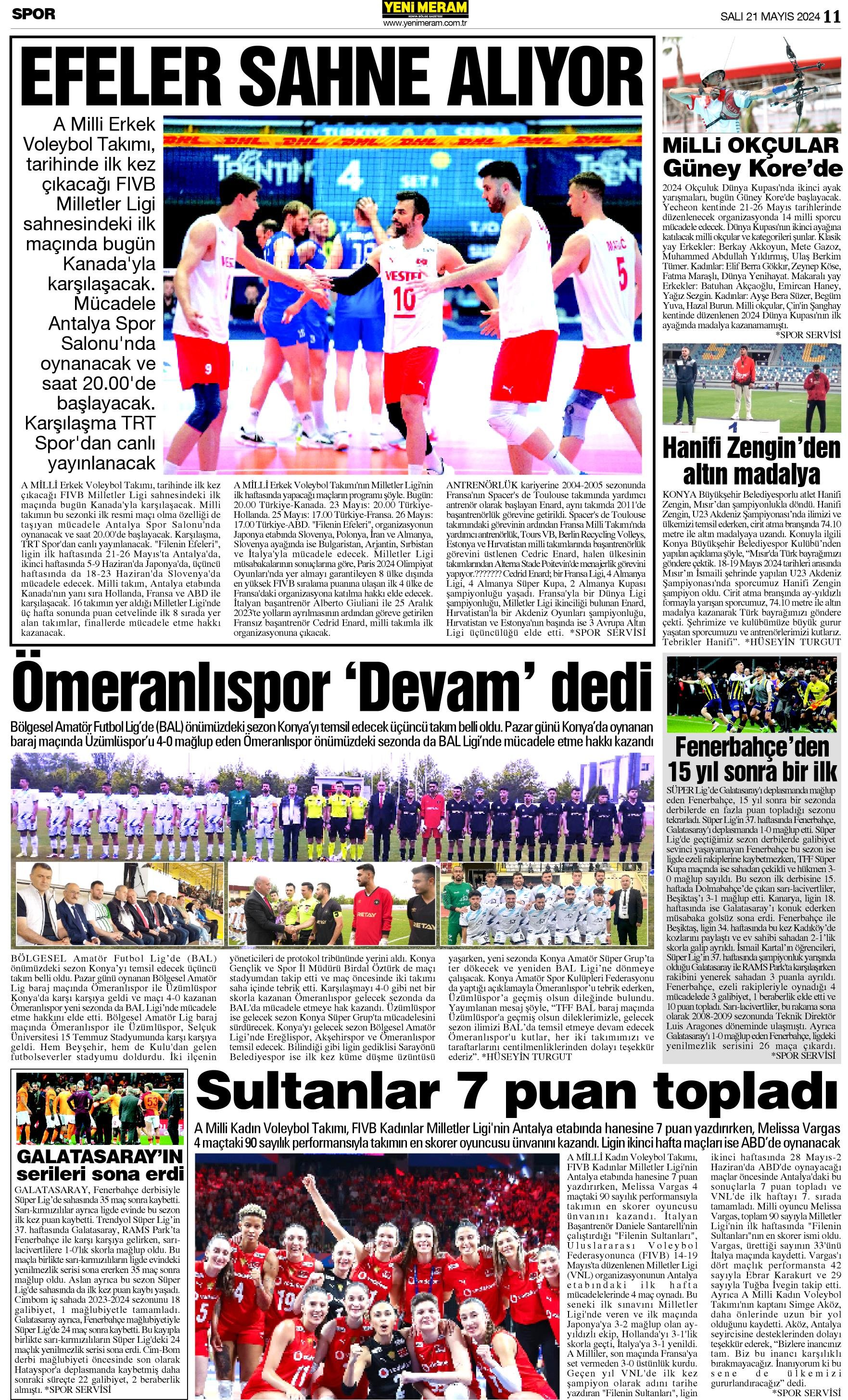 21 Mayıs 2024 Yeni Meram Gazetesi
