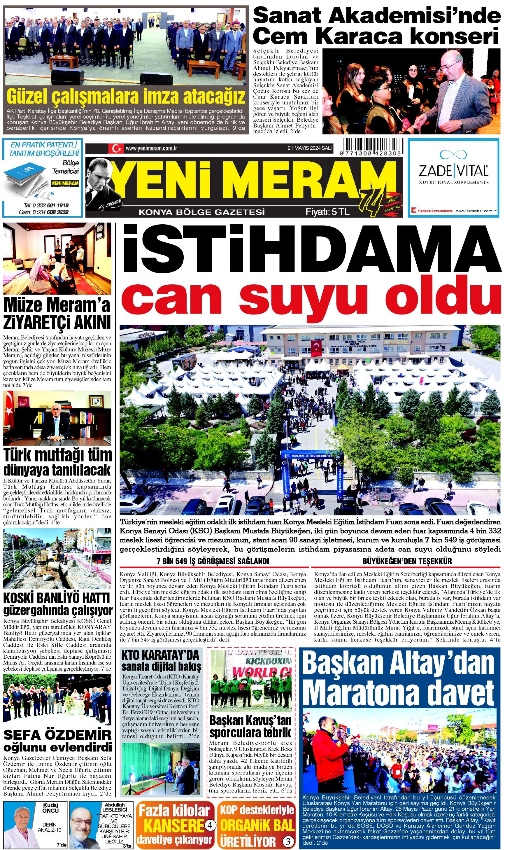 21 Mayıs 2024 Yeni Meram Gazetesi
