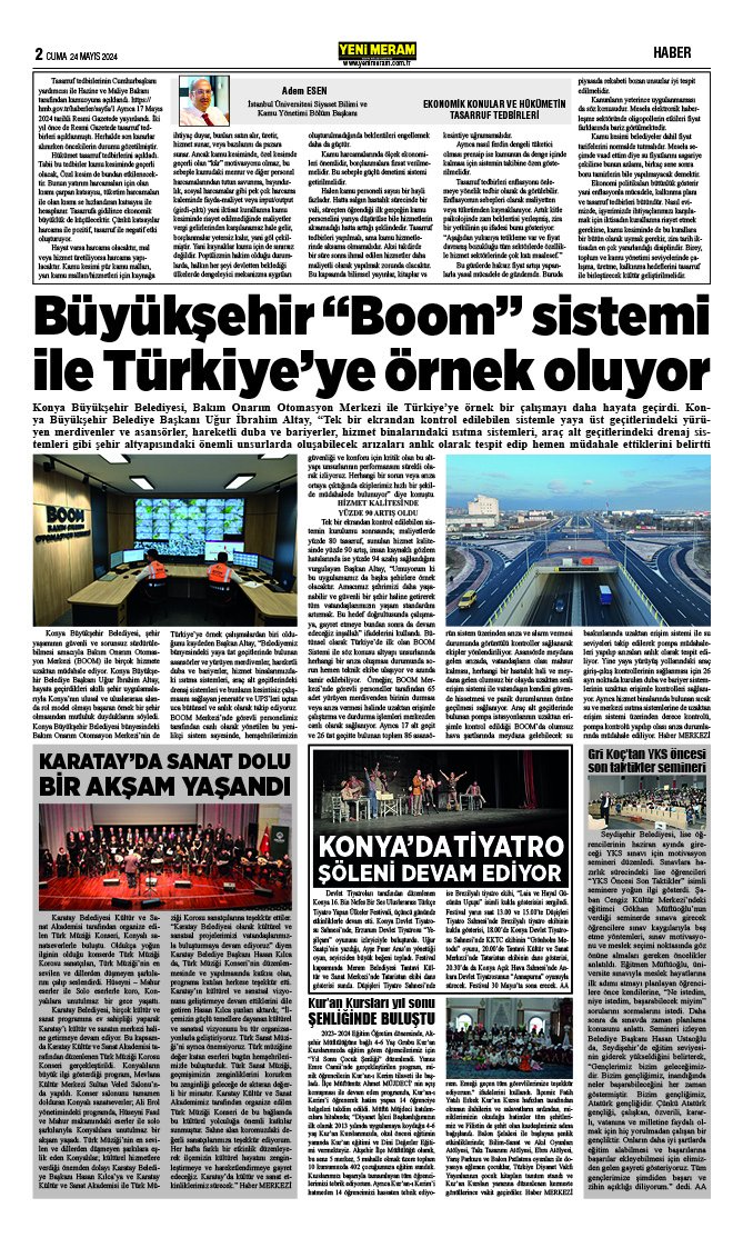 24 Mayıs 2024 Yeni Meram Gazetesi
