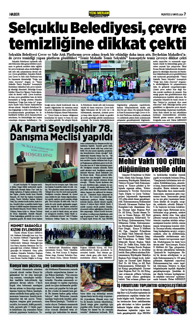 27 Mayıs 2024 Yeni Meram Gazetesi
