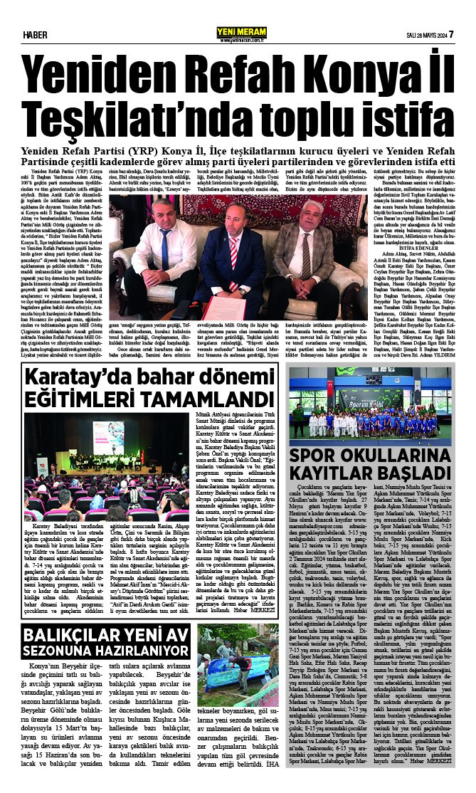 28 Mayıs 2024 Yeni Meram Gazetesi
