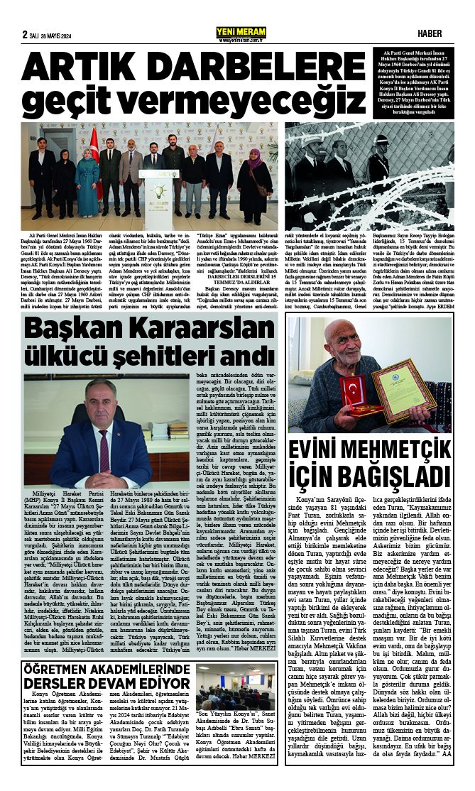 28 Mayıs 2024 Yeni Meram Gazetesi
