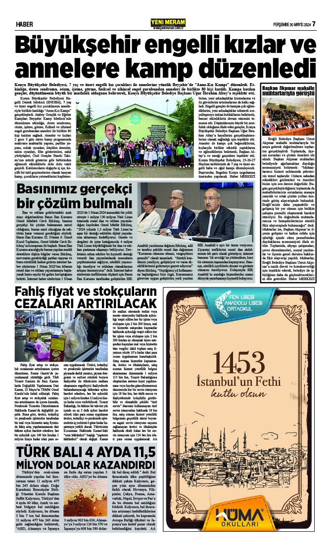 30 Mayıs 2024 Yeni Meram Gazetesi
