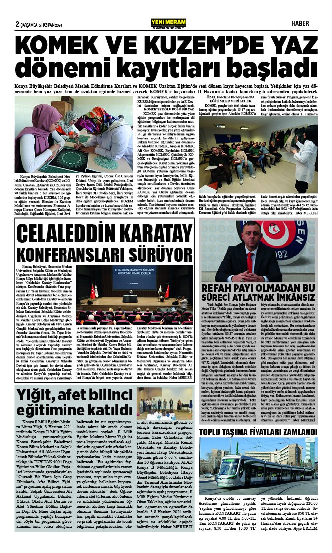 5 Haziran 2024 Yeni Meram Gazetesi
