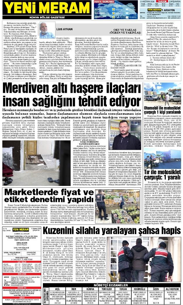 5 Haziran 2024 Yeni Meram Gazetesi
