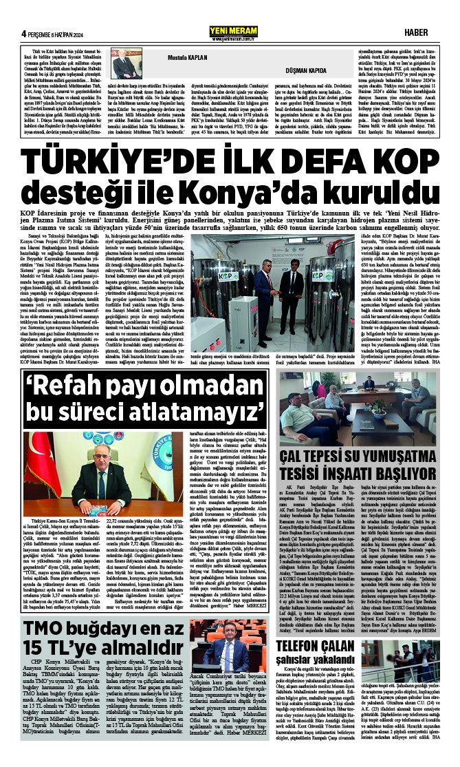 6 Haziran 2024 Yeni Meram Gazetesi
