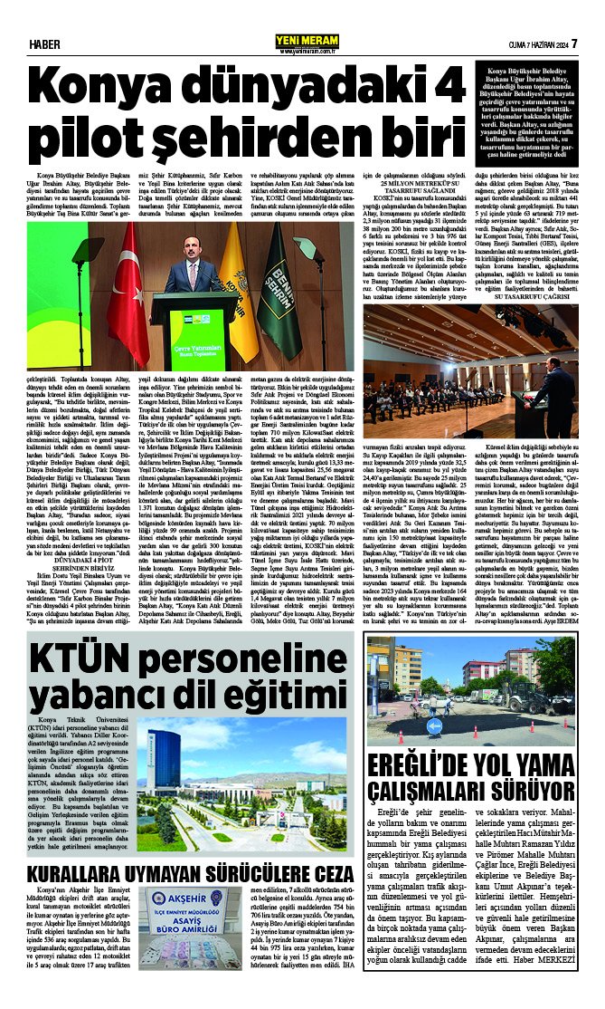 7 Haziran 2024 Yeni Meram Gazetesi
