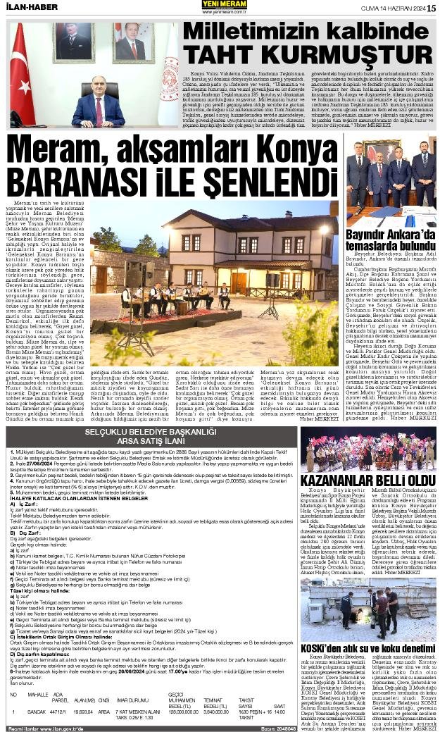 14 Haziran 2024 Yeni Meram Gazetesi
