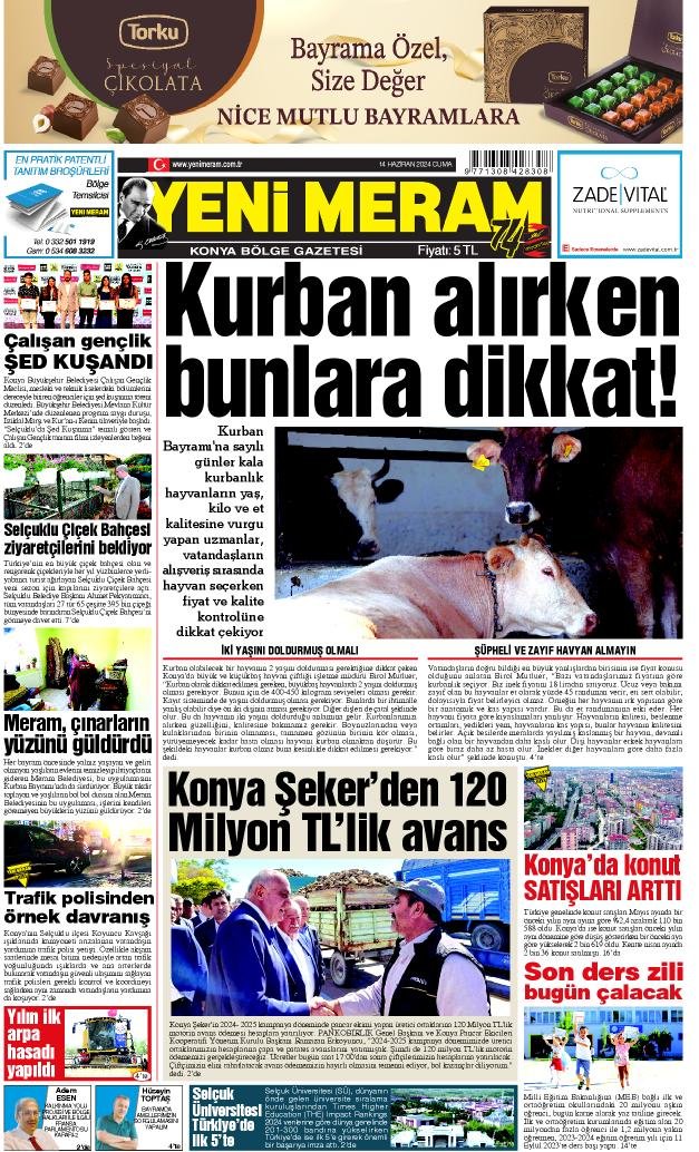 14 Haziran 2024 Yeni Meram Gazetesi
