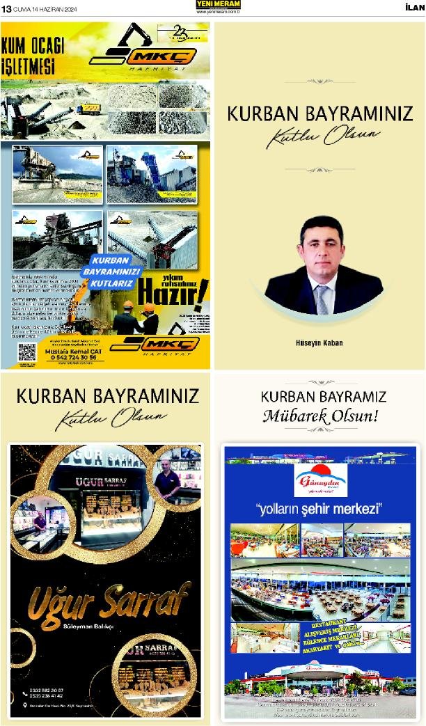 14 Haziran 2024 Yeni Meram Gazetesi
