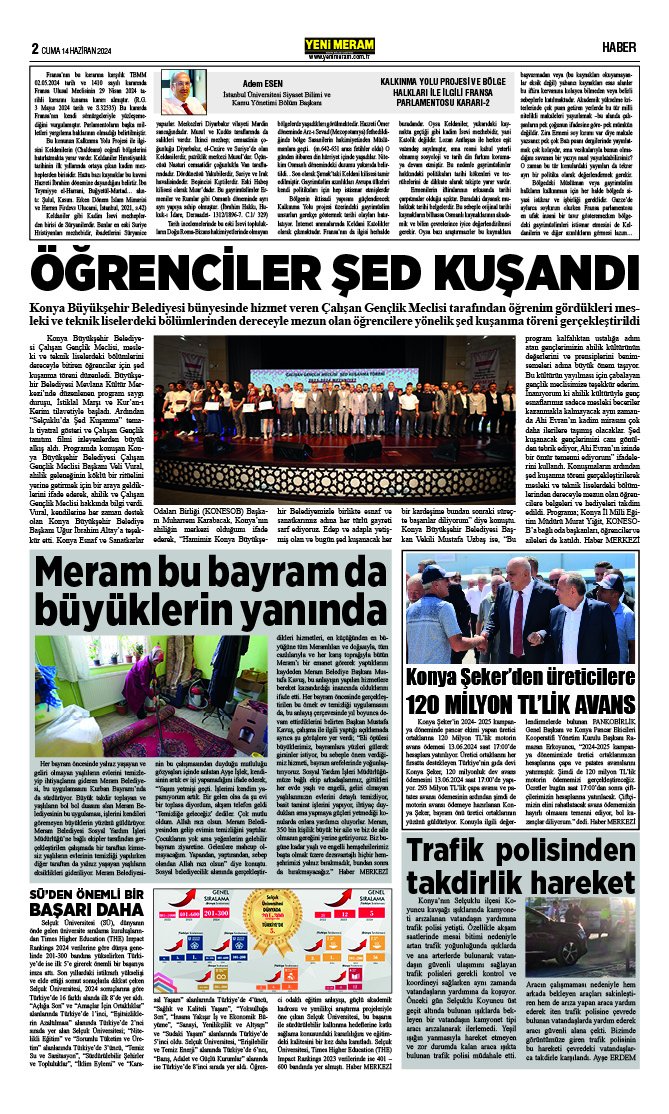 14 Haziran 2024 Yeni Meram Gazetesi
