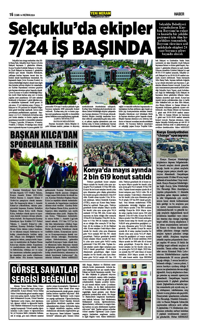 14 Haziran 2024 Yeni Meram Gazetesi
