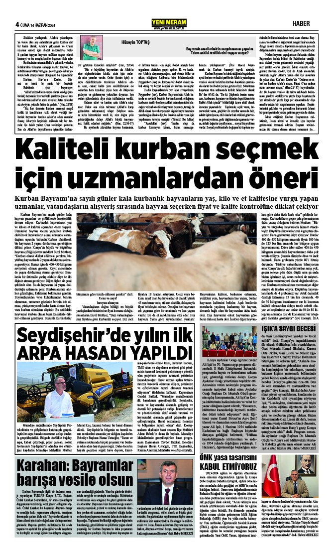 14 Haziran 2024 Yeni Meram Gazetesi
