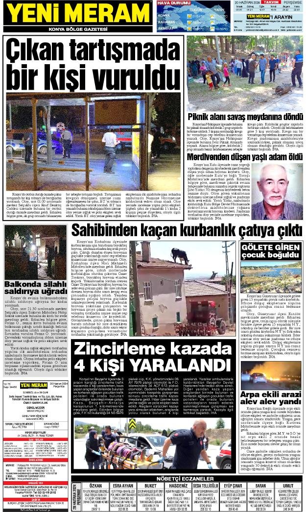 20 Haziran 2024 Yeni Meram Gazetesi
