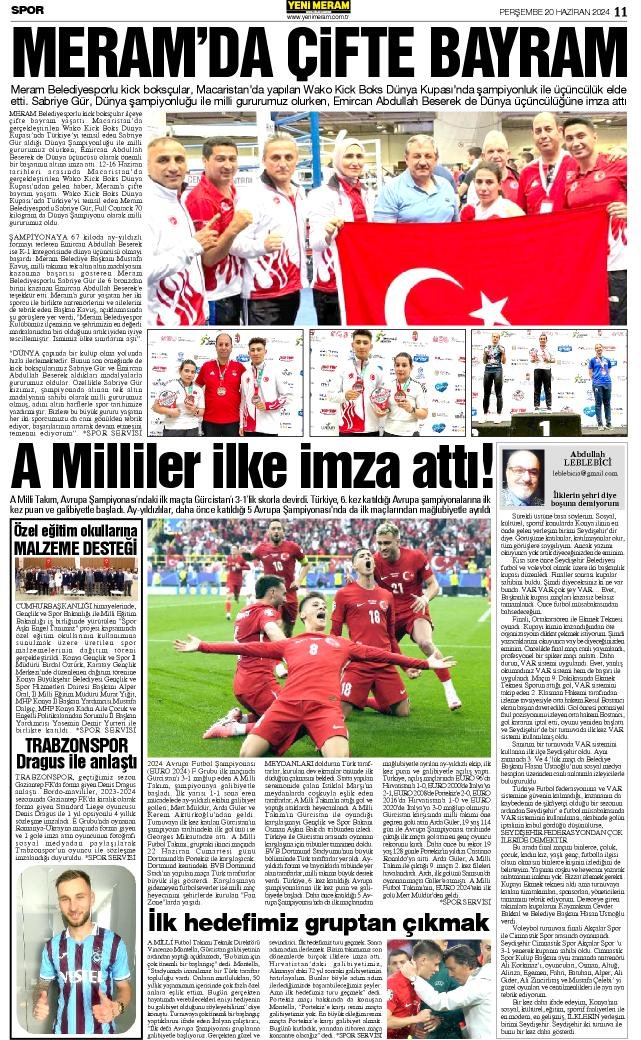 20 Haziran 2024 Yeni Meram Gazetesi
