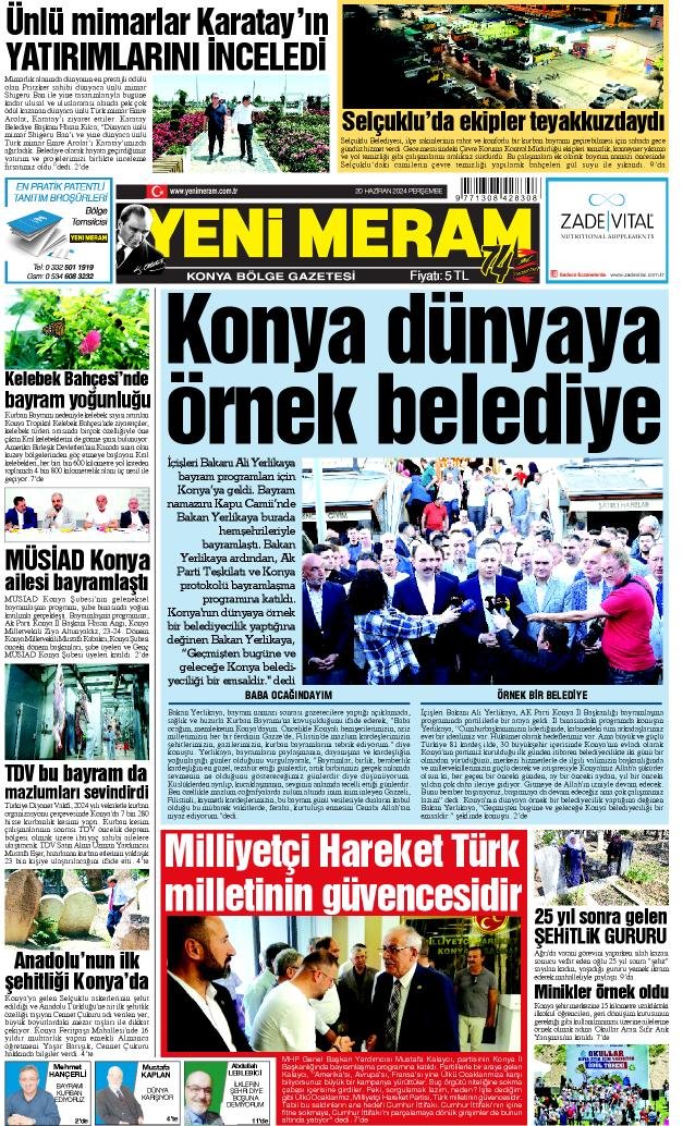 20 Haziran 2024 Yeni Meram Gazetesi
