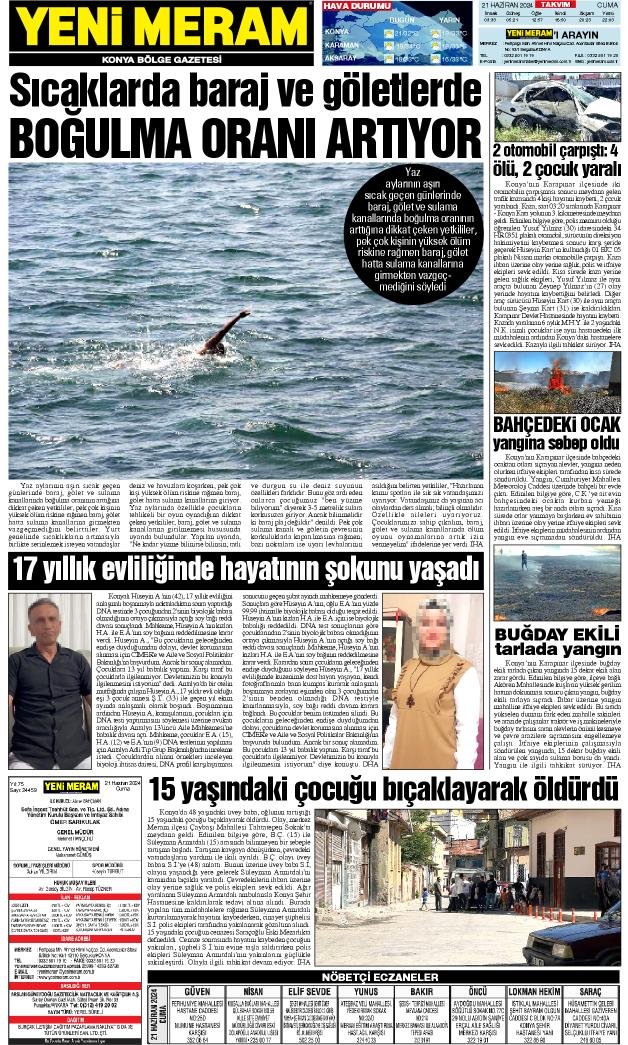 21 Haziran 2024 Yeni Meram Gazetesi
