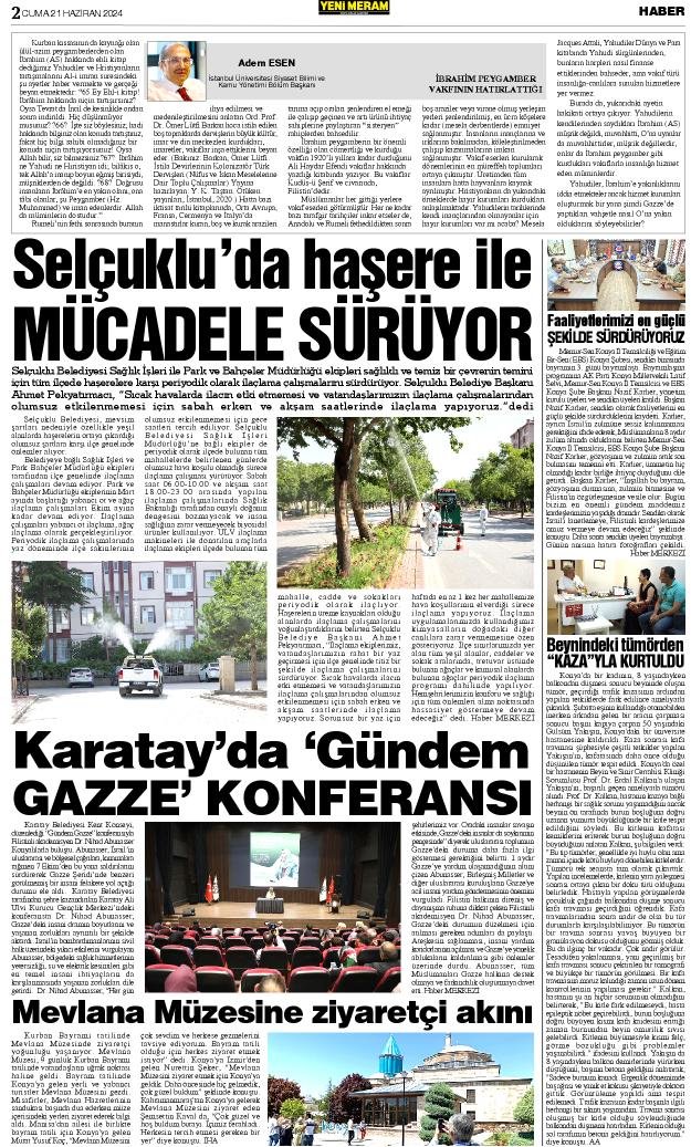 21 Haziran 2024 Yeni Meram Gazetesi
