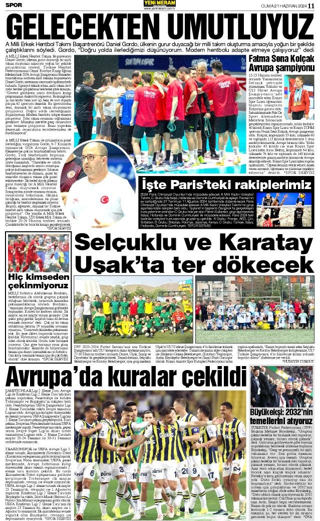 21 Haziran 2024 Yeni Meram Gazetesi
