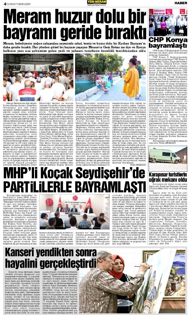 21 Haziran 2024 Yeni Meram Gazetesi
