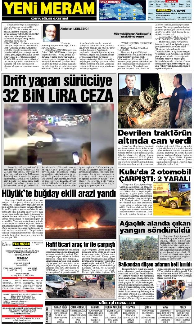 25 Haziran 2024 Yeni Meram Gazetesi
