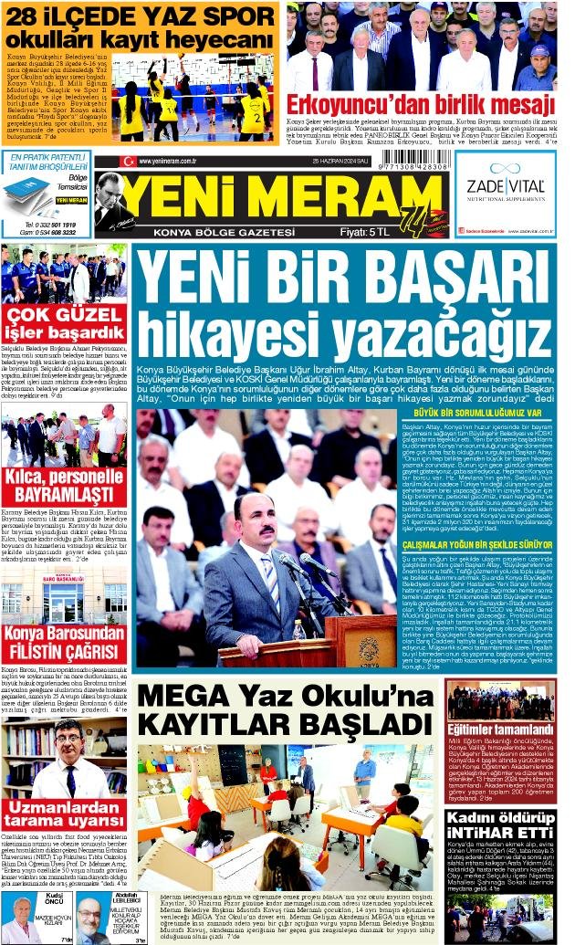 25 Haziran 2024 Yeni Meram Gazetesi
