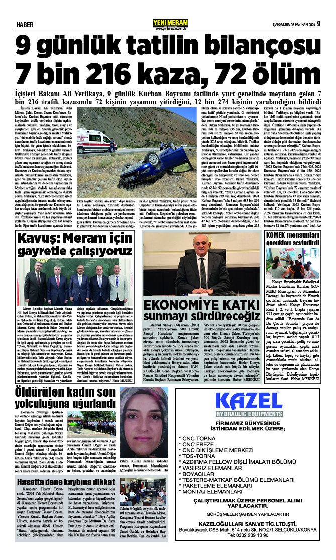 26 Haziran 2024 Yeni Meram Gazetesi
