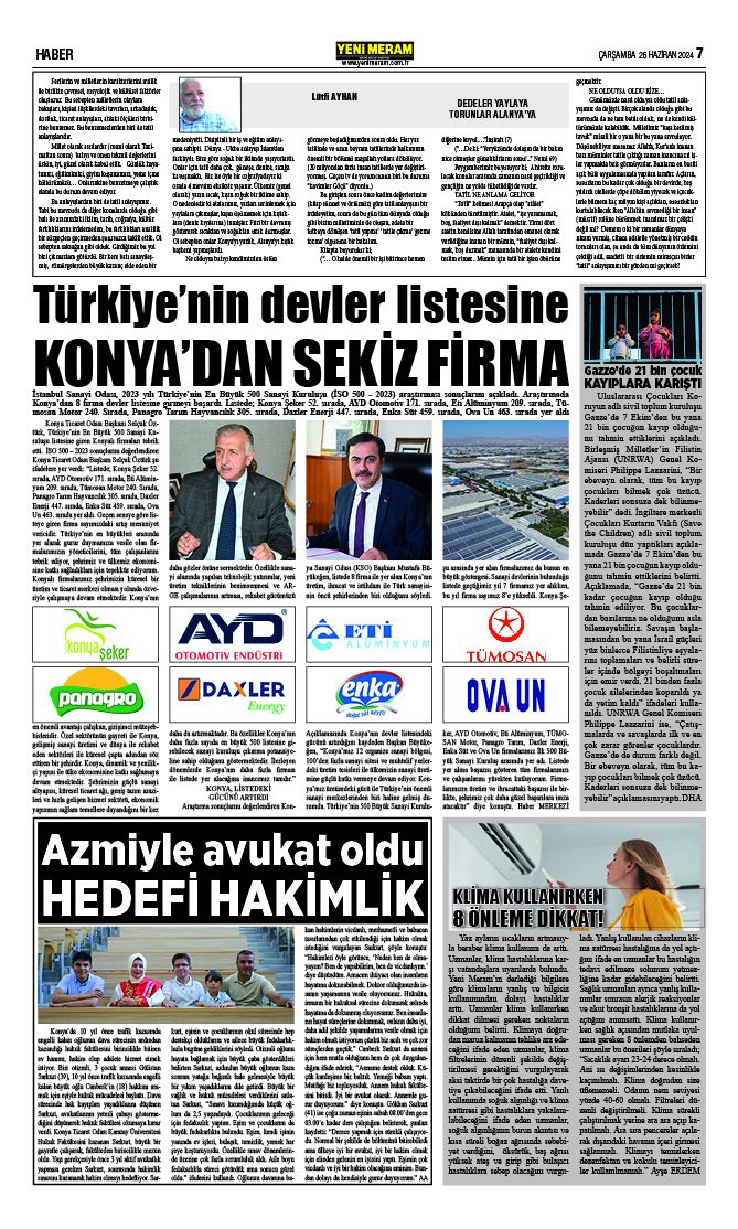 26 Haziran 2024 Yeni Meram Gazetesi
