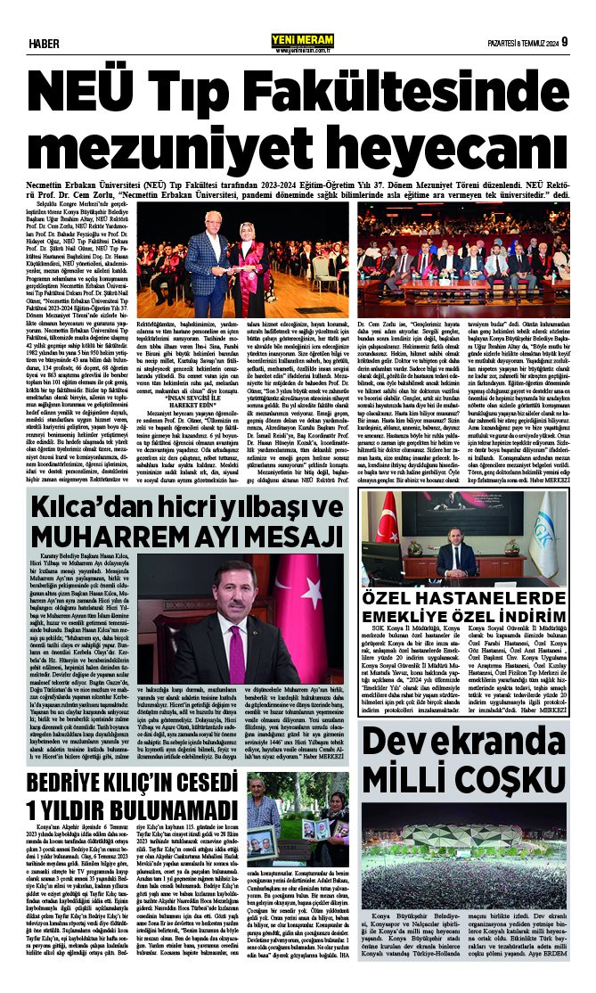 8 Temmuz 2024 Yeni Meram Gazetesi
