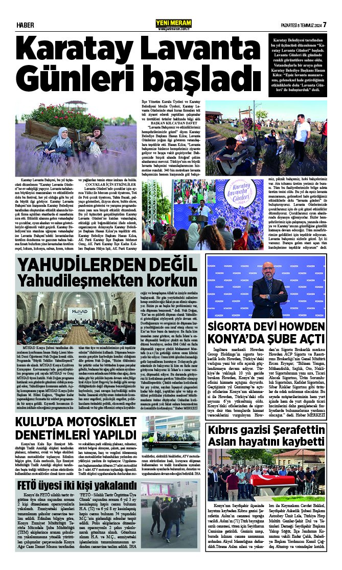 8 Temmuz 2024 Yeni Meram Gazetesi
