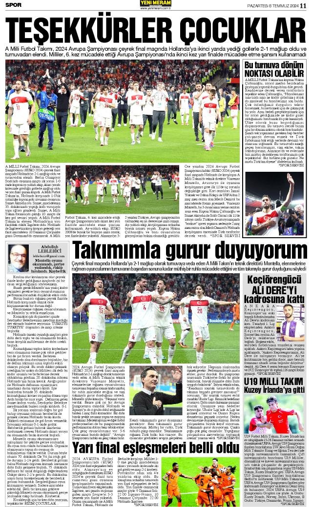 8 Temmuz 2024 Yeni Meram Gazetesi
