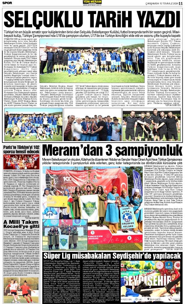 10 Temmuz 2024 Yeni Meram Gazetesi
