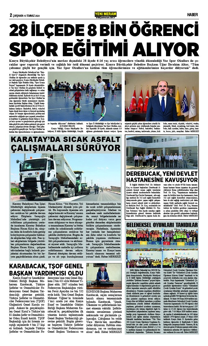 10 Temmuz 2024 Yeni Meram Gazetesi
