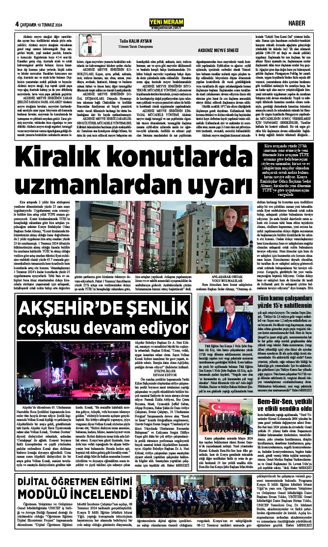 10 Temmuz 2024 Yeni Meram Gazetesi
